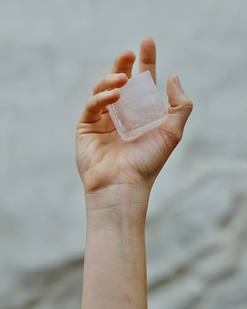 Ice in hand